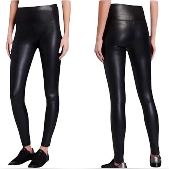 Anthropologie x 7 for All Mankind Leggings Liquid Vegan Leather Black Like new L - Picture 3 of 10